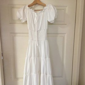 White Boho Maxi-Length Dress (Women's XS)